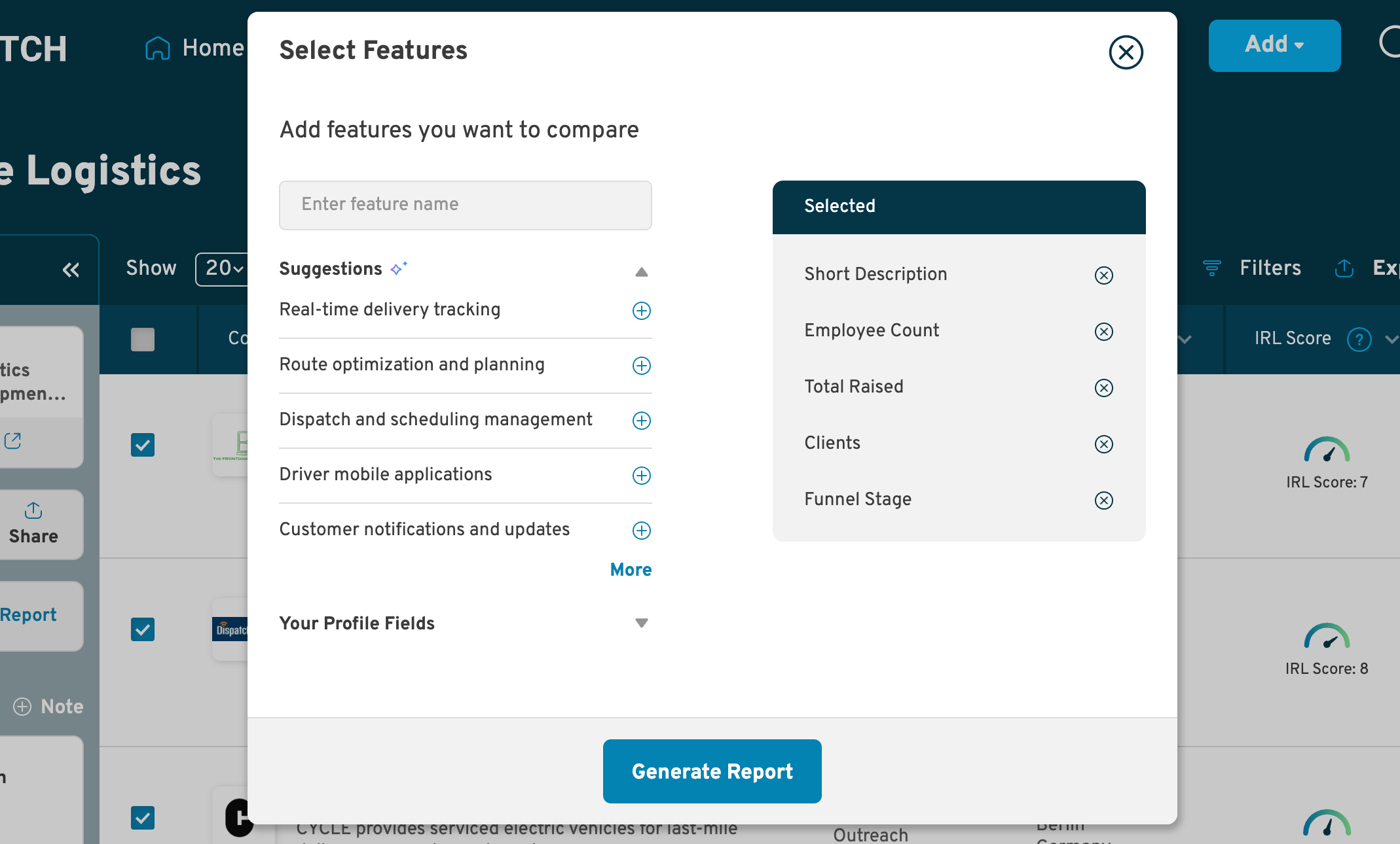 SwitchPitch feature comparison modal