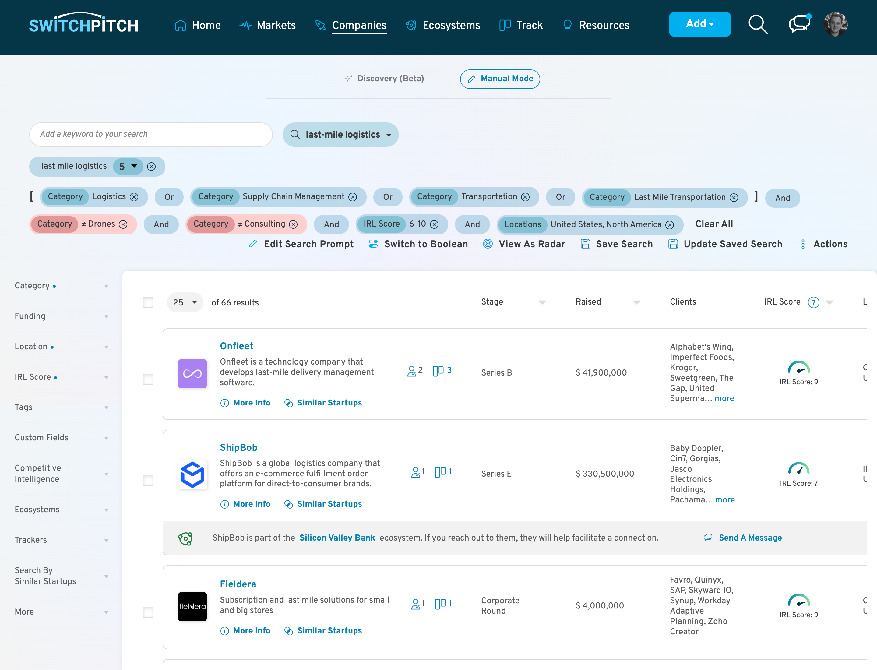SwitchPitch deep search mode