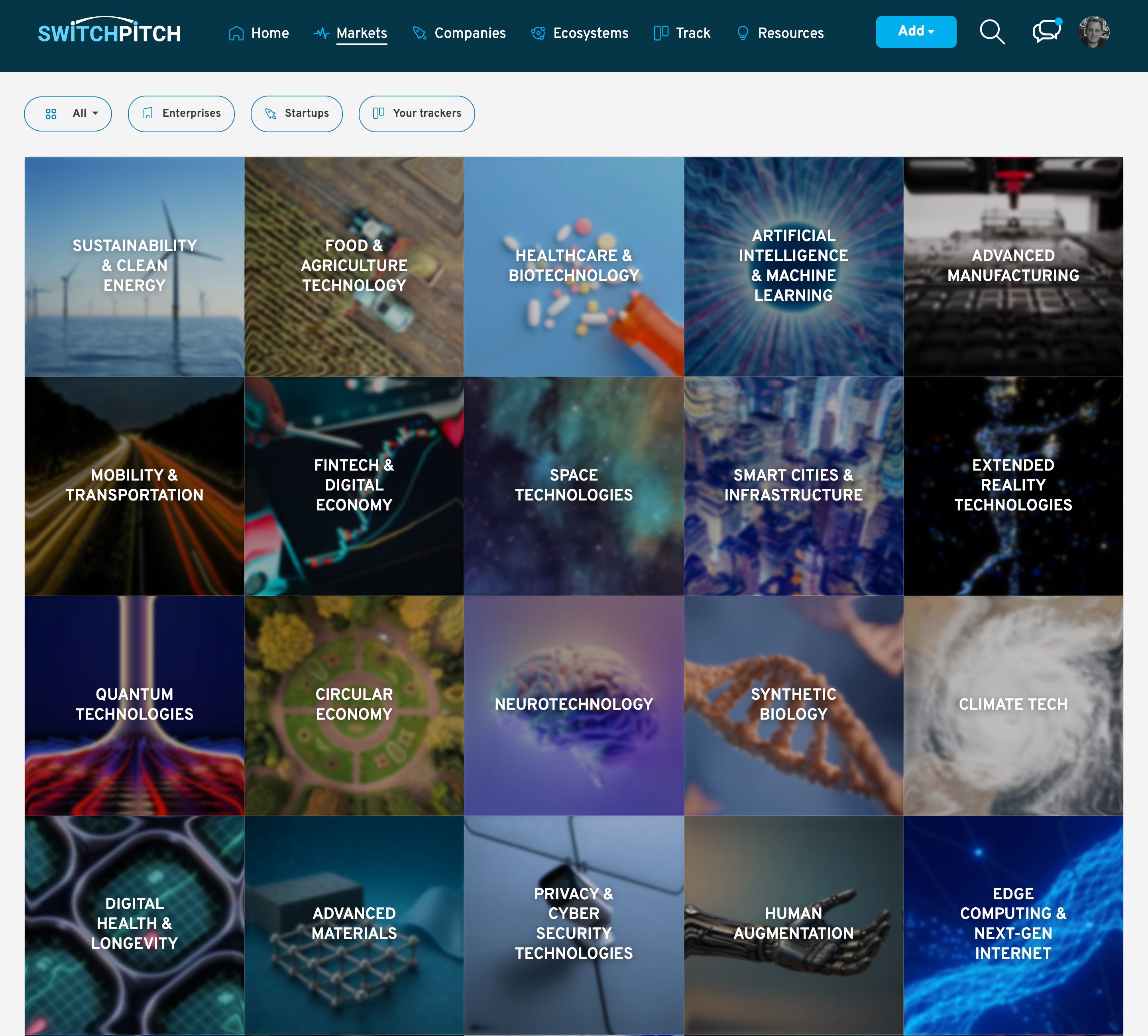 SwitchPitch market intelligence category dashboard